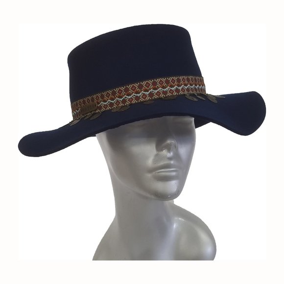 Wool felt fedora hat packable adjustable warm durable  Black - Picture 2 of 4